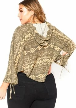Asoph Plus Size Aztec Print Dolman Sleeve Hooded Sweater -Asoph Sales Shop 2016719 118 3