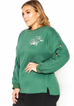 Asoph Plus Size Floral Graphic Ascent Cross Lace Sweater -Asoph Sales Shop 2016725 103 2