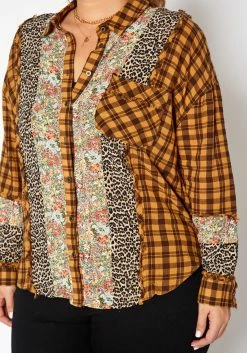 Asoph Plus Size Vintage Mood Print Button Up Collar Shirt -Asoph Sales Shop 2016728 159 4