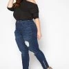 Vibrant Plus Size Button Detailed Denim Skinny Jean