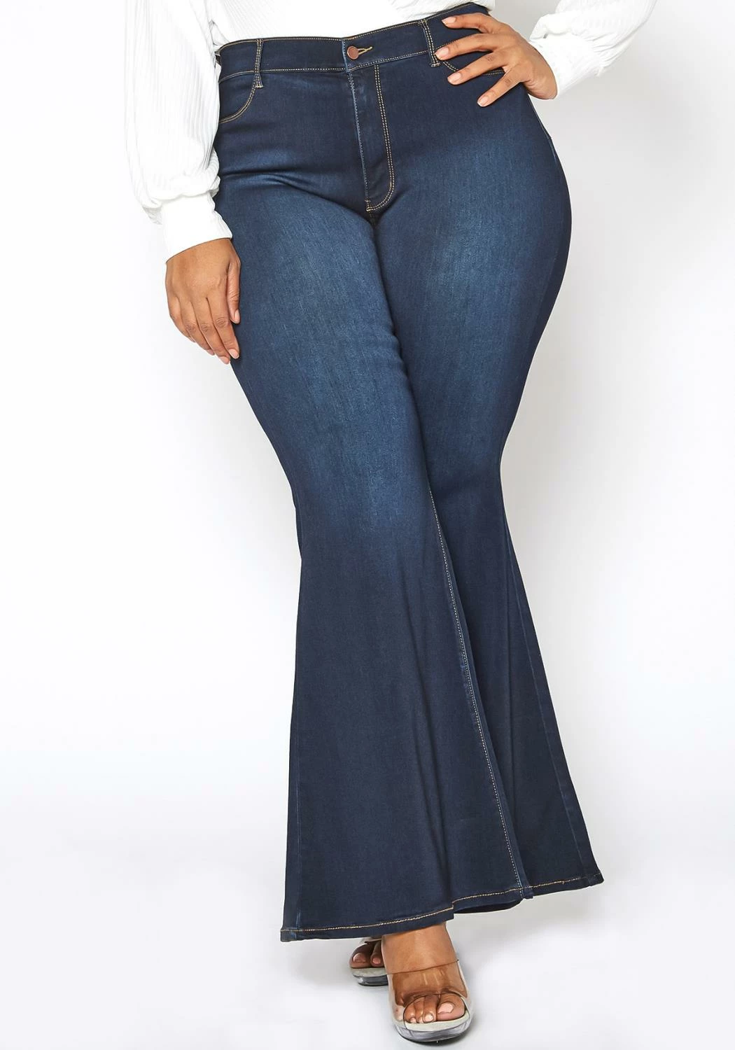 Vibrant Plus Size Bum Loving Bell Bottom Denim Jean 2 Vibrant Plus Size Bum Loving Bell Bottom Denim Jean - Image 2