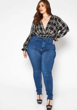Asoph Plus Size Classic Skinny Denim High Rise Jean