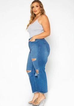 Vibrant Plus Size Distressed Vintage Denim Mom Jean -Asoph Sales Shop 2016804 938 4