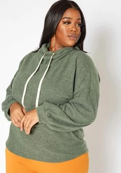 Asoph Plus Size Funnel Neck Drawstring Hem Sweater