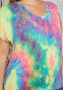 Asoph Plus Size Rainbow Tie Dye V Neck Shirt -Asoph Sales Shop 2016920 128 4