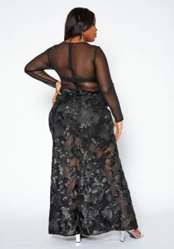 Asoph Plus Size Elegant Patterned Lace Mermaid Hem Gown 8 Asoph Plus Size Elegant Patterned Lace Mermaid Hem Gown -Asoph Sales Shop 2017007 001 3