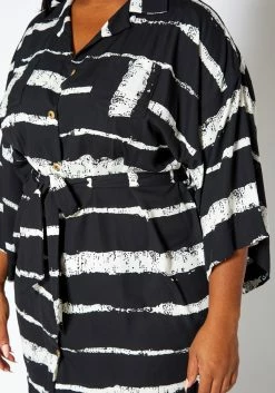 Asoph Plus Size Abstract Striped Button Front Mini Dress 11 Asoph Plus Size Abstract Striped Button Front Mini Dress -Asoph Sales Shop 2017008 001 5