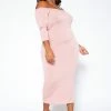 Asoph Plus Size Sincere Off Shoulder Bodycon Maxi Dress