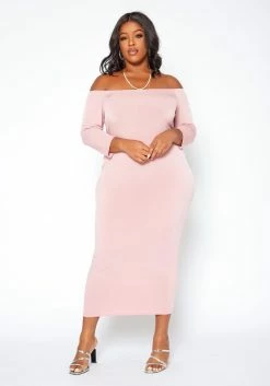Asoph Plus Size Sincere Off Shoulder Bodycon Maxi Dress -Asoph Sales Shop 2017010 102 2