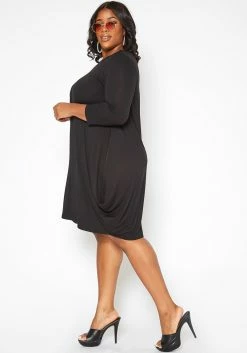 Asoph Plus Size Casual Long Sleeve Fit & Flare Mini Dress -Asoph Sales Shop 2017062 001 2