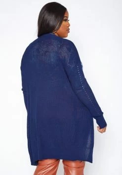 Asoph Plus Size Waffle Knit Open Front Long Cardigan -Asoph Sales Shop 2017104 117 3