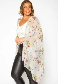 Asoph Plus Size Floral Print Kimono Cardigan -Asoph Sales Shop 2017106 107 2