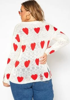 Asoph Plus Size Sweet Hearts Print Knit Sweater 8 Asoph Plus Size Sweet Hearts Print Knit Sweater -Asoph Sales Shop 2017111 952 3