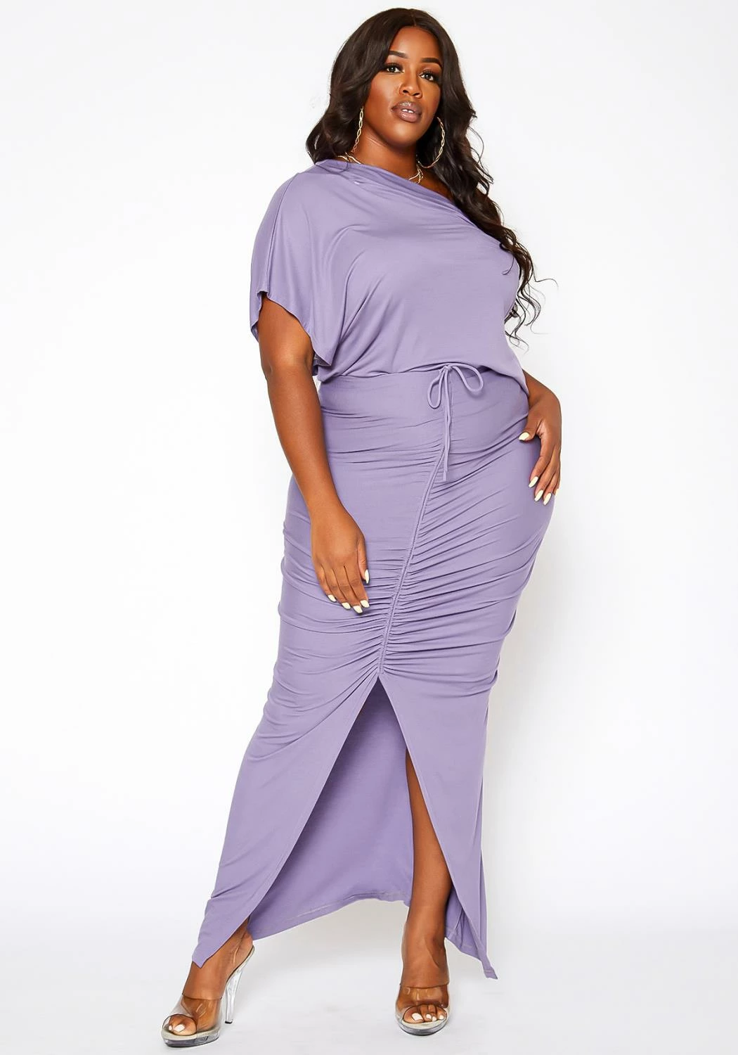 Asoph Plus Size Centered Drawstring Hem Maxi Skirt 2 Asoph Plus Size Centered Drawstring Hem Maxi Skirt - Image 2
