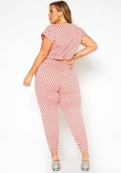 Asoph Plus Size Polka Dot Print Crop Top & Joggers Set -Asoph Sales Shop 2017179 110 2