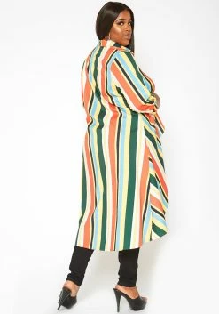 Asoph Plus Size Multi Color Striped High Low Collar Top 8 Asoph Plus Size Multi Color Striped High Low Collar Top -Asoph Sales Shop 2017211 128 3