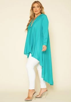 Plus Size Open Collar High To Low Chiffon Blouse -Asoph Sales Shop 2017276 179 2