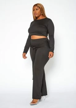 Asoph Plus Size Crop Sweater & Belted Flare Pants Set -Asoph Sales Shop 2017393 001 2