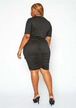 Asoph Plus Size Ruched Crop Top & Pencil Skirt Matching Set -Asoph Sales Shop 2017402 001 4