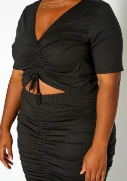 Asoph Plus Size Ruched Crop Top & Pencil Skirt Matching Set -Asoph Sales Shop 2017402 001 5