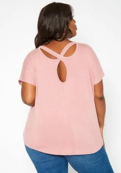 Asoph Plus Size Back Cross Hem Design Tee Shirt -Asoph Sales Shop 2017417 186 3