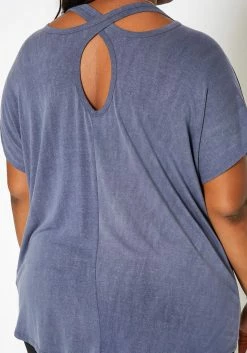 Asoph Plus Size Back Cross Hem Design Tee Shirt -Asoph Sales Shop 2017417 290 3