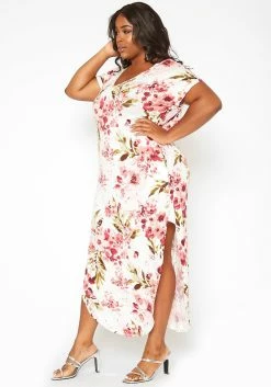 Asoph Plus Size Spring Floral Print Tee Shirt Maxi Dress -Asoph Sales Shop 2017418 952 2