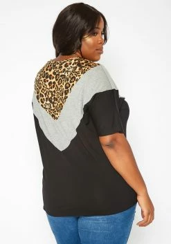 Asoph Plus Size Leopard Chevron Splice Tee Shirt -Asoph Sales Shop 2017431 106 1