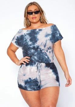 Asoph Plus Size Home Lounge Tie Dye Romper -Asoph Sales Shop 2017455 108 2