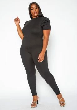 Asoph Plus Size Up Leveled Basic Bodycon Jumpsuit