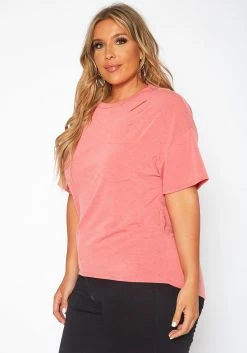 Plus Size Distressed Crew Neck Tee Shirt -Asoph Sales Shop 2017521 144 2