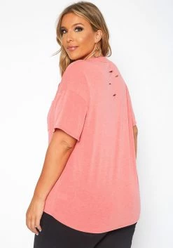 Plus Size Distressed Crew Neck Tee Shirt -Asoph Sales Shop 2017521 144 3