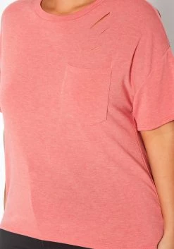 Plus Size Distressed Crew Neck Tee Shirt -Asoph Sales Shop 2017521 144 4