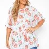Asoph Plus Size Floral Print Relaxed Fit Tee Shirt