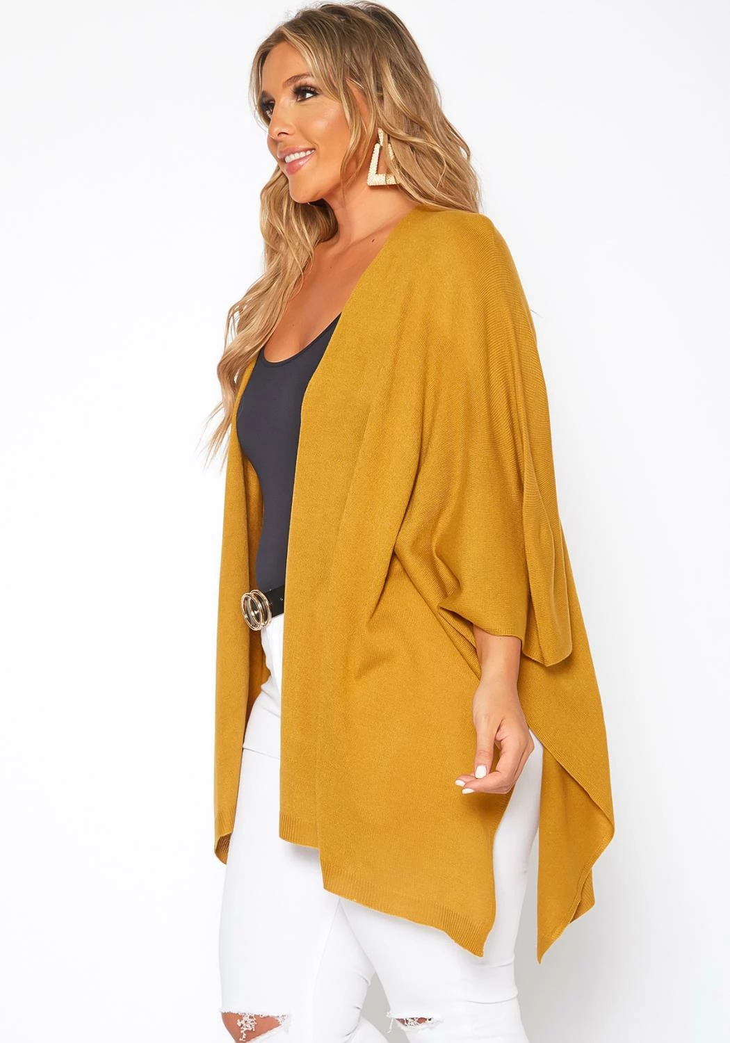 Asoph Plus Size Ribbed Knit Kimono Cardigan 3 Asoph Plus Size Ribbed Knit Kimono Cardigan - Image 3