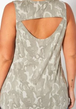 Asoph Plus Size Camo Print Open Back Tank Top -Asoph Sales Shop 2017576 125 4