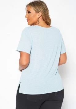 Asoph Plus Size Waffle Knit Crew Neck Tee Shirt -Asoph Sales Shop 2017587 003 3