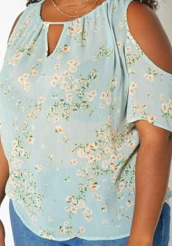 Asoph Plus Size Floral Print Cold Shoulder Top -Asoph Sales Shop 2017619 003 4
