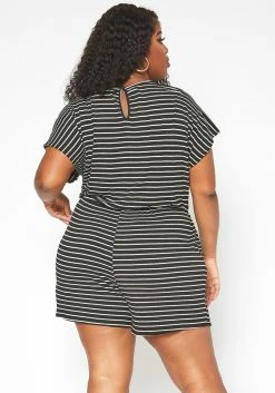 Asoph Plus Size Striped Relaxed Fit Romper 8 Asoph Plus Size Striped Relaxed Fit Romper -Asoph Sales Shop 2017629 001 3