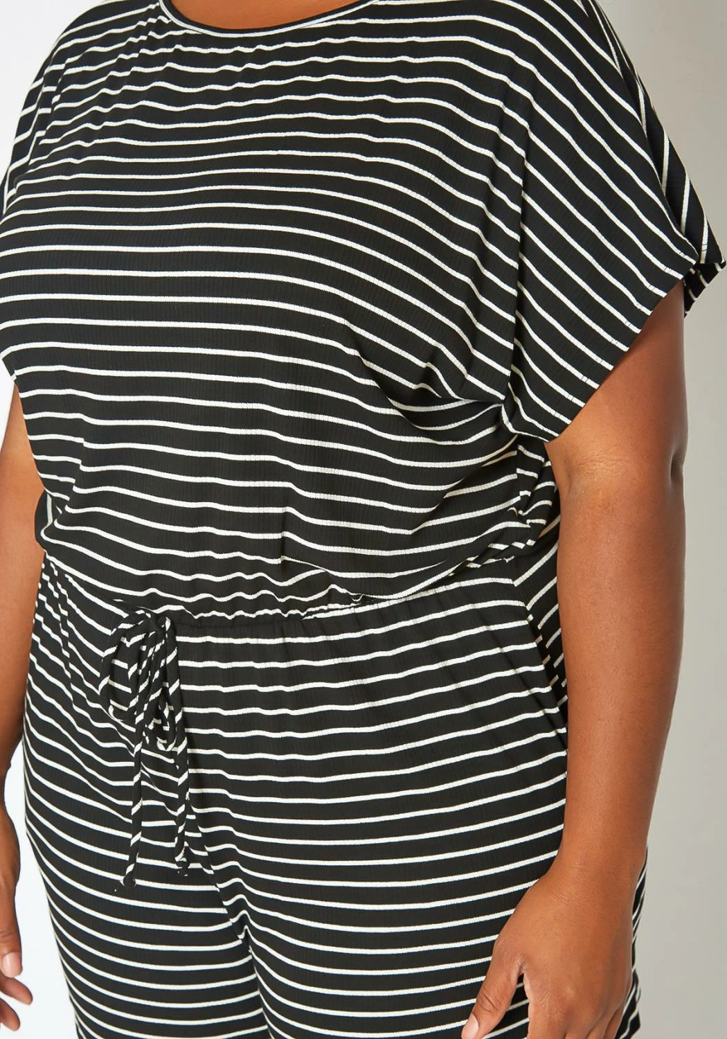 Asoph Plus Size Striped Relaxed Fit Romper 5 Asoph Plus Size Striped Relaxed Fit Romper - Image 5