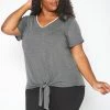 Asoph Plus Size Crochet Trim V Neck Shirt