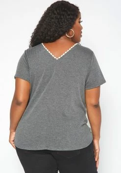 Asoph Plus Size Crochet Trim V Neck Shirt -Asoph Sales Shop 2017630 108 3