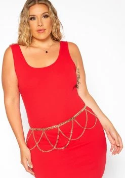 Rosalyn Tiered Gold Chain Waist Belt