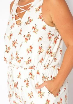 Asoph Plus Size Floral Print Sleeveless Romper -Asoph Sales Shop 2017663 952 4