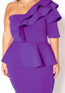 Asoph Plus Size One Shoulder Ruffle Tier Mini Dress -Asoph Sales Shop 2017671 002 4