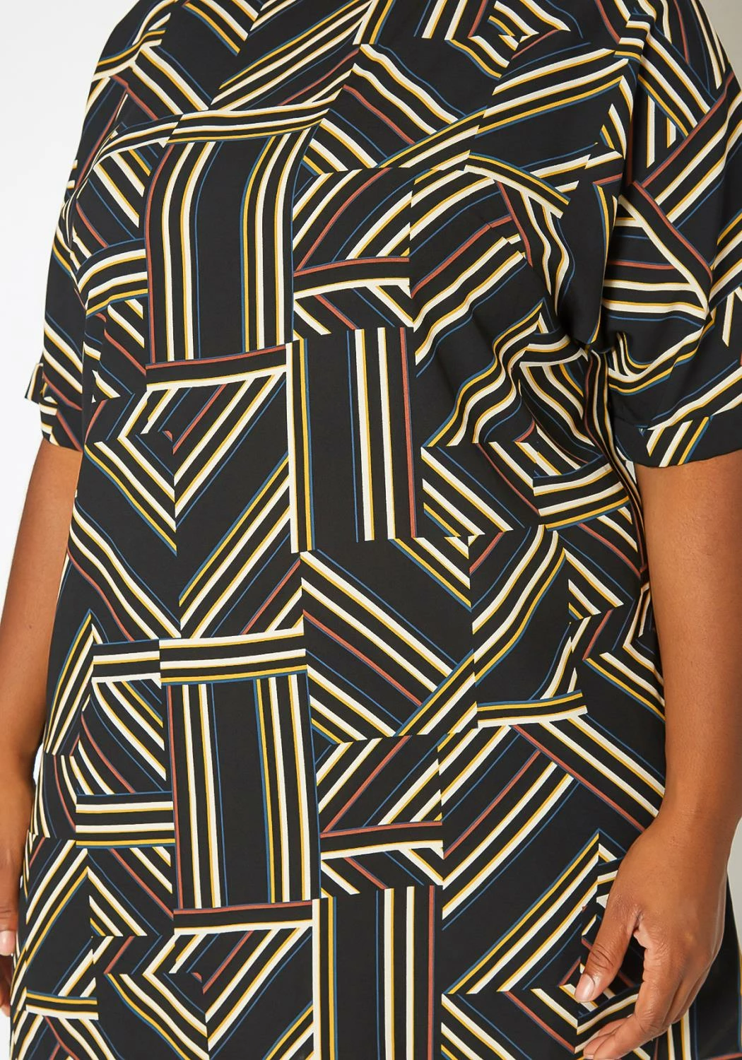 Asoph Plus Size Geometrical Striped Tee Shirt Mini Dress 6 Asoph Plus Size Geometrical Striped Tee Shirt Mini Dress - Image 6