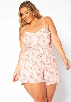 Asoph Plus Size Floral Print Cami Romper