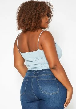 Asoph Plus Size Smocked Scrunch Detail Cam Top 8 Asoph Plus Size Smocked Scrunch Detail Cam Top -Asoph Sales Shop 2017774 003 3