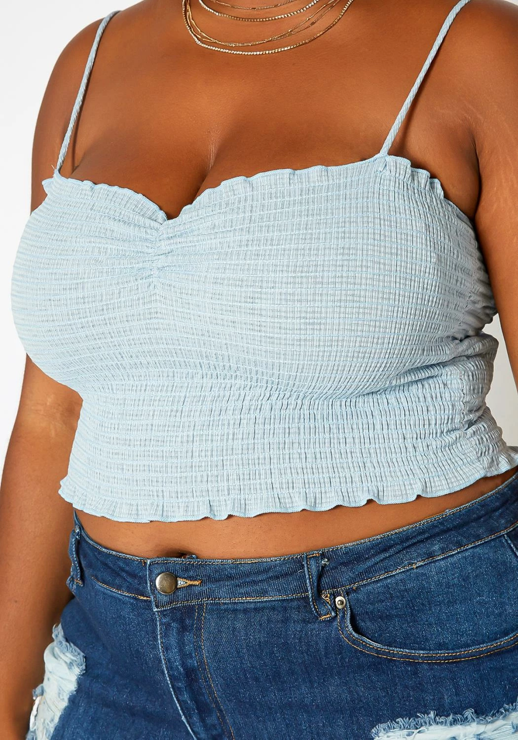 Asoph Plus Size Smocked Scrunch Detail Cam Top 5 Asoph Plus Size Smocked Scrunch Detail Cam Top - Image 5