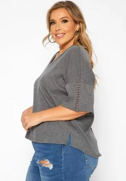 Asoph Plus Size Comfy Knit V Neck Tee Shirt -Asoph Sales Shop 2017802 108 2